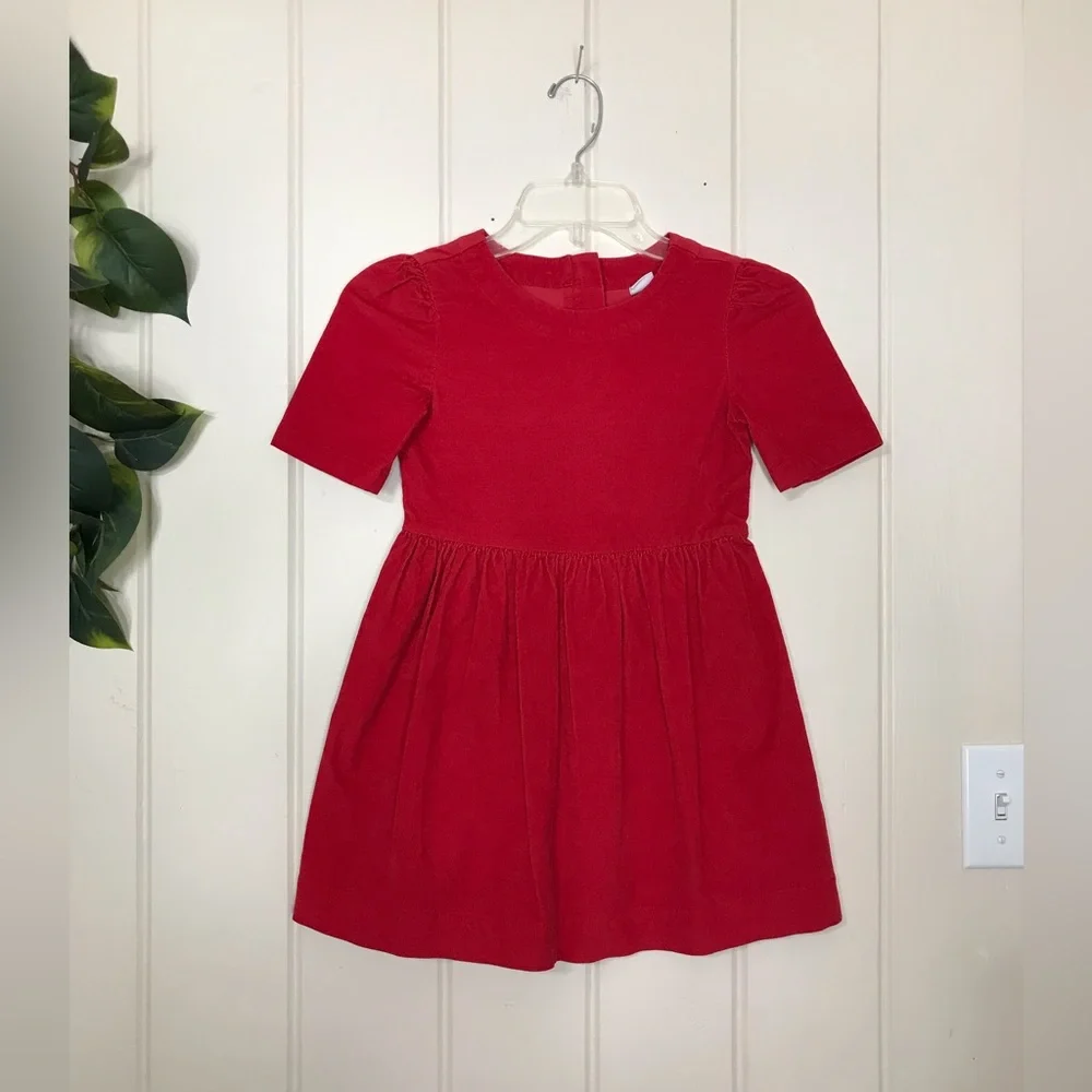 Christmas Gap Kids SS Red Velvet Dress 6 / 7 Small  98% Cotton 2% Spandex  Sm…